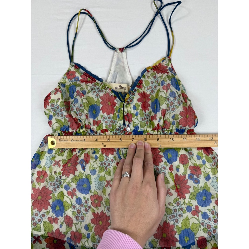 Hollister camisole Womens Floral Chiffon Empire Waist Top Medium - Picture 5 of 8